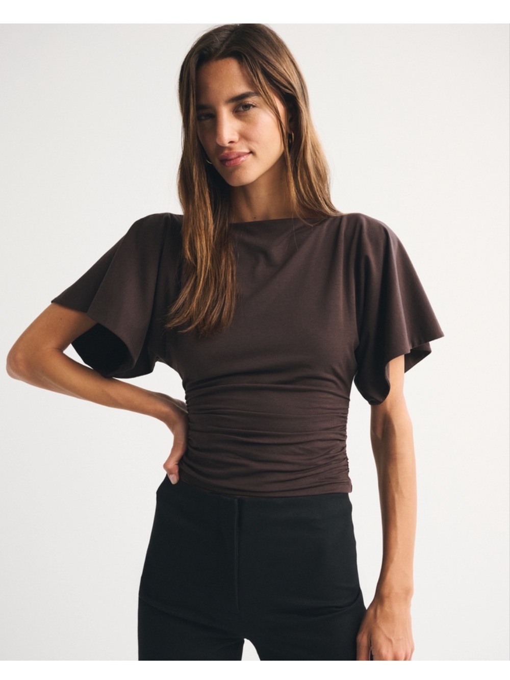Abercrombie Flutter-Sleeve Slash Top